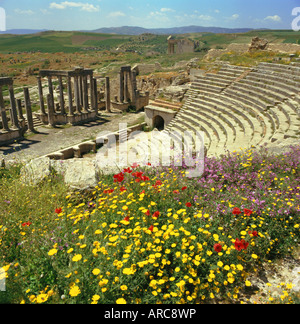 Théâtre romain à Dougga, Tunisie Banque D'Images