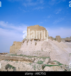 12ème siècle château des Croisés en terre biblique de Moab, Kerak, Jordanie, Moyen-Orient Banque D'Images