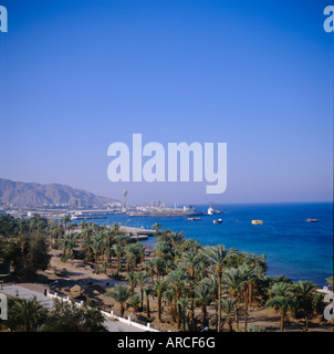 Vue sur le port de la mer Rouge, Aqaba, Jordanie, Moyen-Orient Banque D'Images