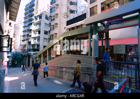 Niveaux mi escalator, Central, Hong Kong Island, Hong Kong, Chine, Asie Banque D'Images