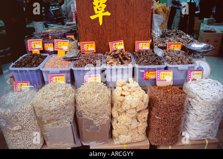 Boutique de fruits de mer séchés, Des Voeux Road West, Hong Kong Island, Hong Kong, Chine, Asie Banque D'Images