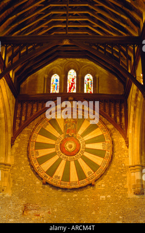 La Table ronde du Roi Arthur dans la Grande Salle, Winchester, England, UK Banque D'Images