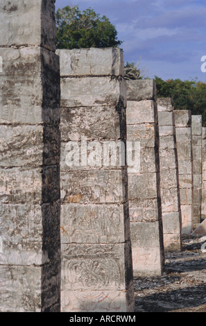 Le groupe d'un millier de colonnes, Chichen Itza, Yucatan, Mexique, Amérique Centrale Banque D'Images