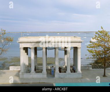 Plymouth Rock, le Mayflower où les pèlerins débarqués, Plymouth, Massachusetts, New England, USA (USA), en Amérique du Nord Banque D'Images