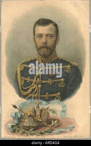 Carte postale Chromolithographed du Tsar de Russie 1901 Banque D'Images