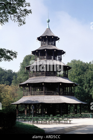 München, Englischer Garten, Chinesischer Turm Banque D'Images