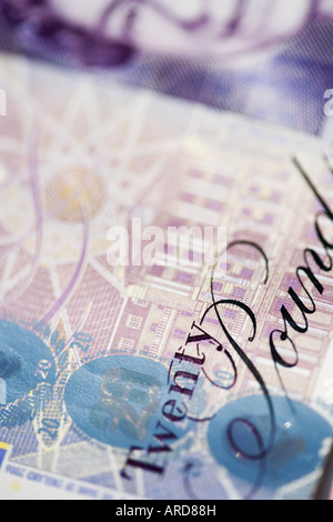 20 livres en anglais note DOF peu profondes Banque D'Images