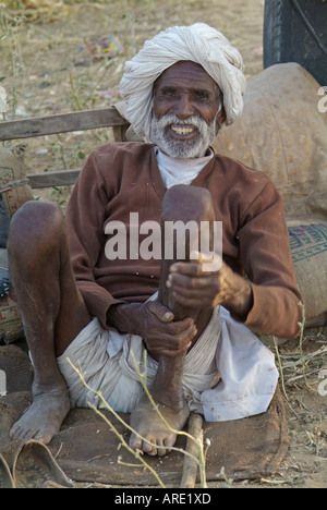 À l'opérateur de chameau chameau de Pushkar juste en Inde Banque D'Images