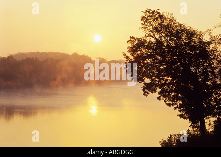 Brume sur la rivière Cumberland, Maryland, USA Banque D'Images