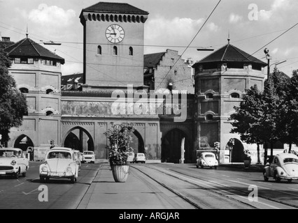 Géographie / voyages, Allemagne, Munich, Isartor, vue, carte postale, estampillée 2.12.1967, Banque D'Images