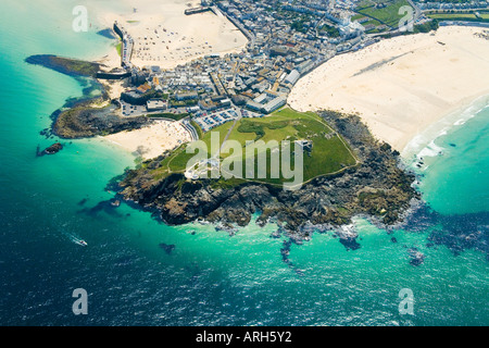 Photographie panoramique de l'antenne de St Ives en été soleil West Cornwall England UK Unied Uni GB Grande-bretagne British Isles Banque D'Images