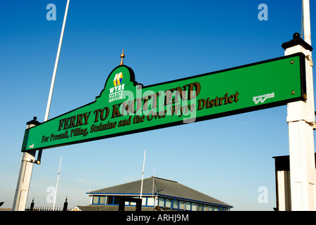 Le panneau au-dessus de l'entrée pour la fin de Knott Fleetwood ferry. Banque D'Images