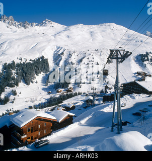 Vue depuis Mottaret, Meribel'Mottaret, Trois Vallées, Savoie, Alpes, France Banque D'Images