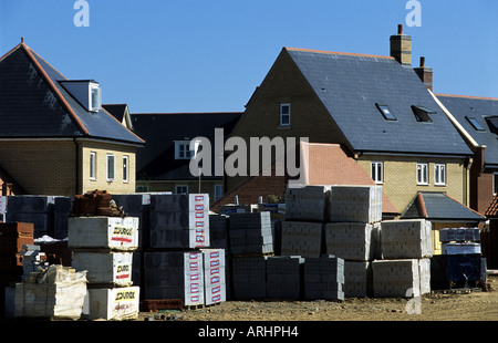 Maisons en construction sur la Ravenswood estate, Ipswich, Suffolk, UK. Banque D'Images