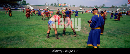 Les lutteurs au tournoi, Lantern Festival, Taiwan, la Mongolie, l'Asie centrale, d'Asie Banque D'Images