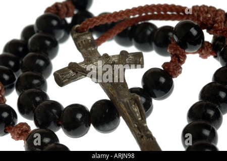 Rosaire, chapelet, Rosaire montrant Jésus sur la croix Banque D'Images