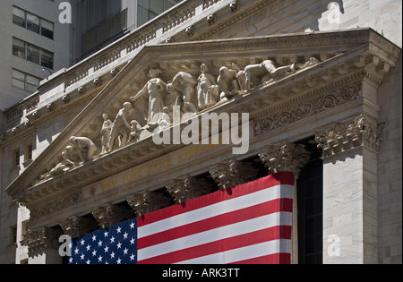 L'extérieur de la BOURSE DE NEW YORK NEW YORK CITY Banque D'Images