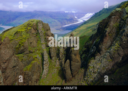 Glacier Skaftafell dans le sud de l'île, le parc national de Skaftafell, l'Islande Banque D'Images