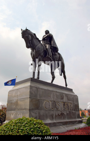 Le général George Custer une statue et maison de l'enfance dans la région de Monroe Michigan MI Banque D'Images