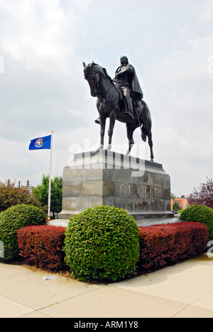 Le général George Custer une statue et maison de l'enfance dans la région de Monroe Michigan MI Banque D'Images