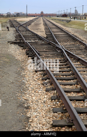 La ligne ferroviaire zone de déchargement Auschwitz Birkenhau Banque D'Images