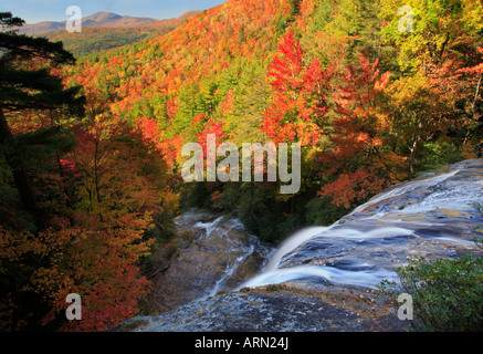 La Vallée Bleue et de Glen Falls, la Forêt Nationale de Nantahala, Highlands, Caroline du Nord, USA Banque D'Images