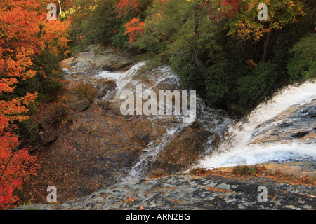 Glen Falls, la Forêt Nationale de Nantahala, Highlands, Caroline du Nord, USA Banque D'Images