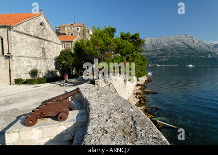 Ville historique de Korcula, lieu de naissance de Marco Polo, l'île de Korcula, Dalmatie, Croatie Banque D'Images