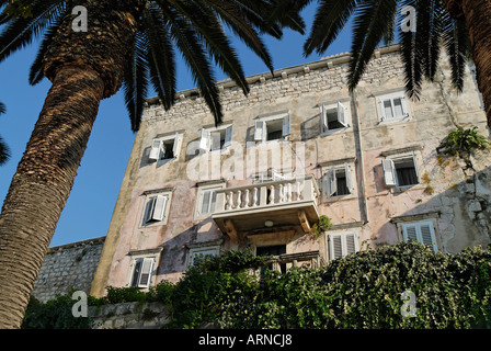 Ville historique de Korcula, lieu de naissance de Marco Polo, l'île de Korcula, Dalmatie, Croatie Banque D'Images