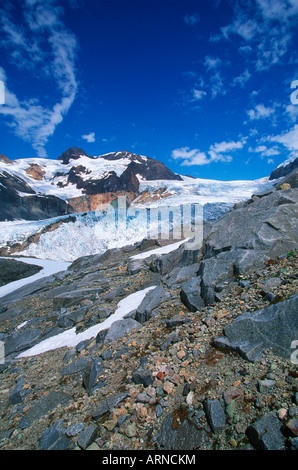 Chaîne côtière, de fonte des glaciers Klinaklini, British Columbia, Canada. Banque D'Images