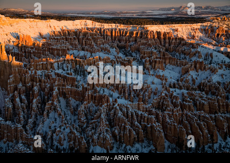 Bryce Canyon Red Rock neige hiver vue sunrise Banque D'Images