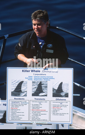 Telegraph Cove, observer les baleines / nature tour du bateau M.V. Lukwa, île de Vancouver, Colombie-Britannique, Canada. Banque D'Images