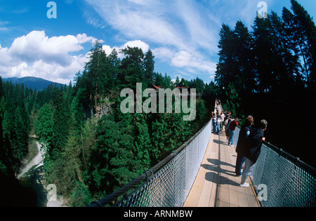 Canyon Capilano Suspension Bridge, vue sur bridge, North Vancouver, Colombie-Britannique, Canada. Banque D'Images