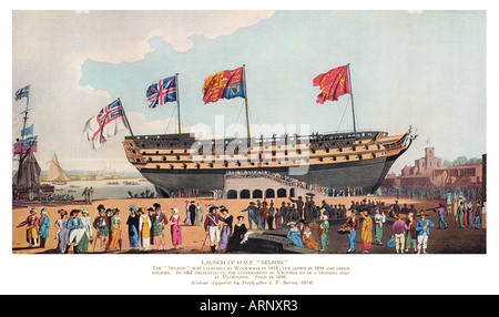 Le lancement du HMS Nelson à Woolwich 1814 moteurs donné en 1859 et présenté à Victoria en Australie en 1867 Banque D'Images