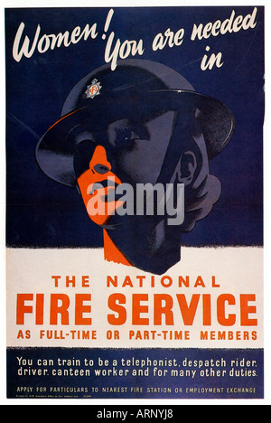 Les femmes ont besoin de poster 1940 French Fire Service affiche de recrutement Banque D'Images