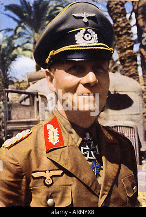 Rommel en Afrique du Nord 1941 carte postale Allemande du Maréchal et chef de l'armée d'Afrique Banque D'Images