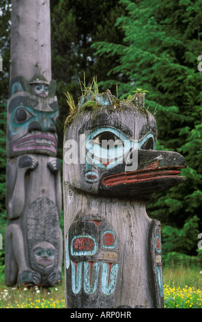 USA, Alaska, Totem Totem Bight à partir de détails State Historical Park à Ketchikan Banque D'Images