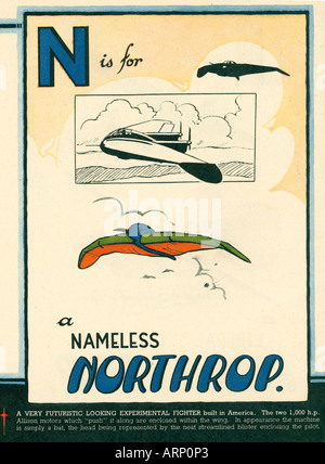 N'est pour l'anglais pour enfants guerre Northrop 1943 Alphabet book d'avions l'avion de combat expérimental américain Banque D'Images