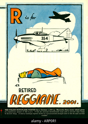 R est Reggiane 1943 enfants de guerre anglais Alphabet book d'avions de chasse de l'italien Banque D'Images