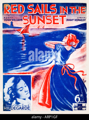 Red Sails In The Sunset 1930 feuille de musique couvrir Banque D'Images