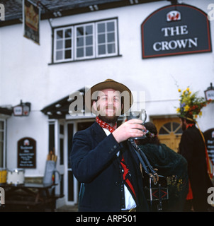 Morris Man with Beer Banque D'Images