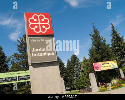 Le panneau à l'entrée du Jardin botanique de Montréal, Québec Canada Banque D'Images