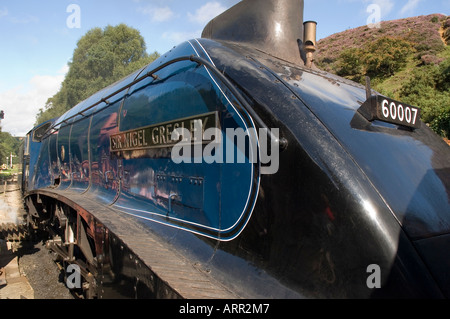 Gros plan de la locomotive à vapeur Sir Nigel Gresley Goathland Station North York Moors Railway North Yorkshire Angleterre Royaume-Uni Grande-Bretagne Banque D'Images