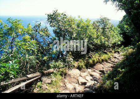 Le sentier en lacet gerpinnes à Kalaupapa Banque D'Images