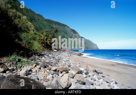 Seacliff Kalaupapa Molokai Hawaii et la plage Banque D'Images