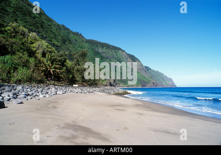 Seacliff Kalaupapa Molokai Hawaii et la plage Banque D'Images