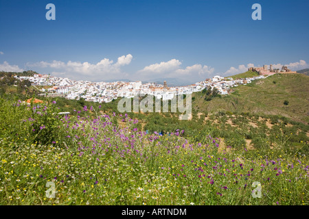 Alora - Vue sur le village, Malaga, Costa del Sol, Andalousie, Espagne Banque D'Images