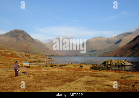 Scafell Pike et le grand pignon, mise en peinture de l'eau es Banque D'Images