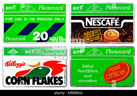 4 années 1990, British Telecom BT télécartes pour un usage éditorial uniquement Banque D'Images