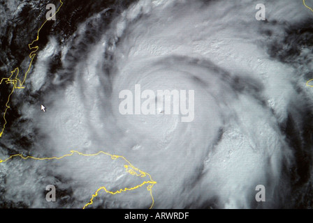 Météo Carte ouragan d'une tempête de niveau 5 comme vu sur l'internet et sur la télévision par satellite Banque D'Images